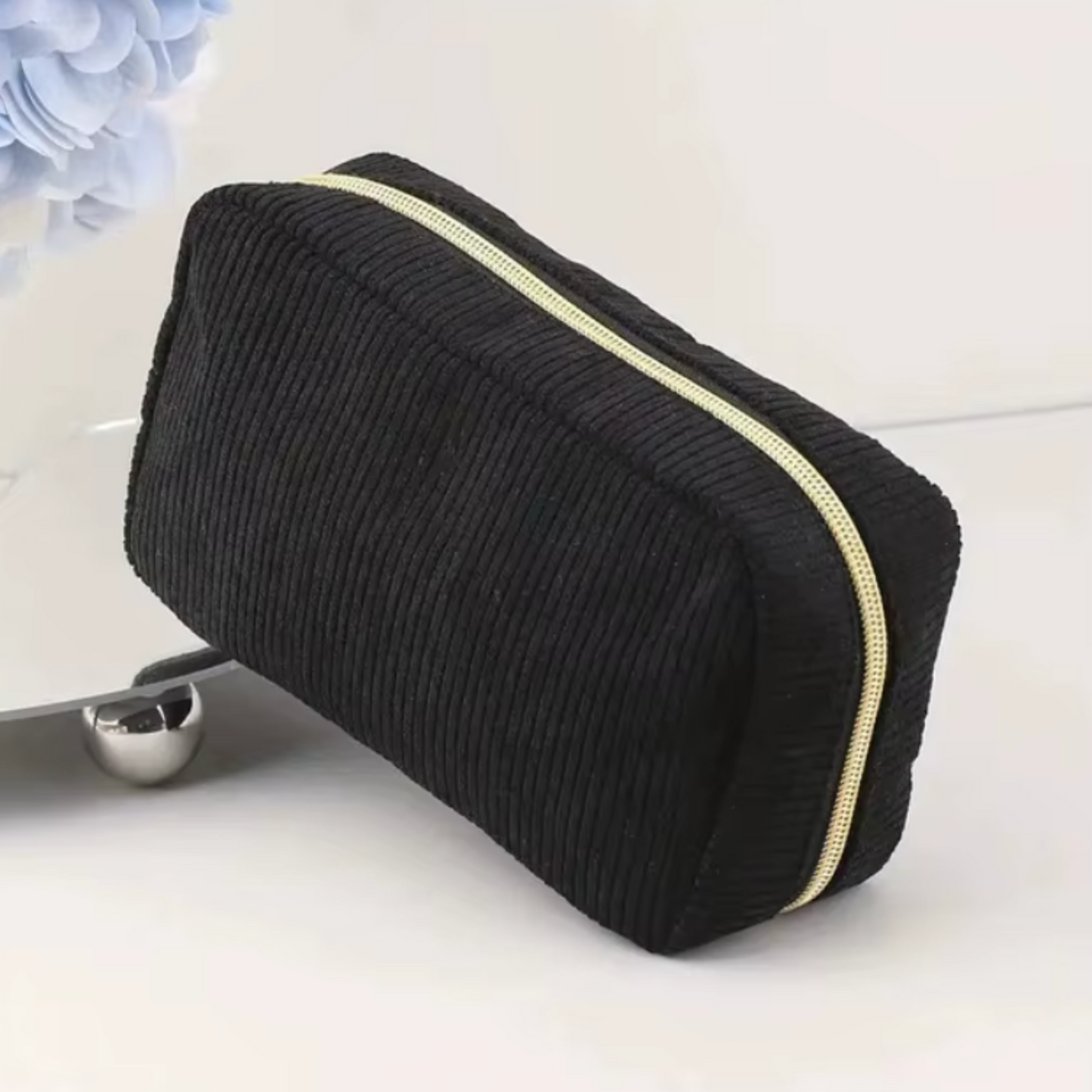 Corduroy Striped Make Up Bag