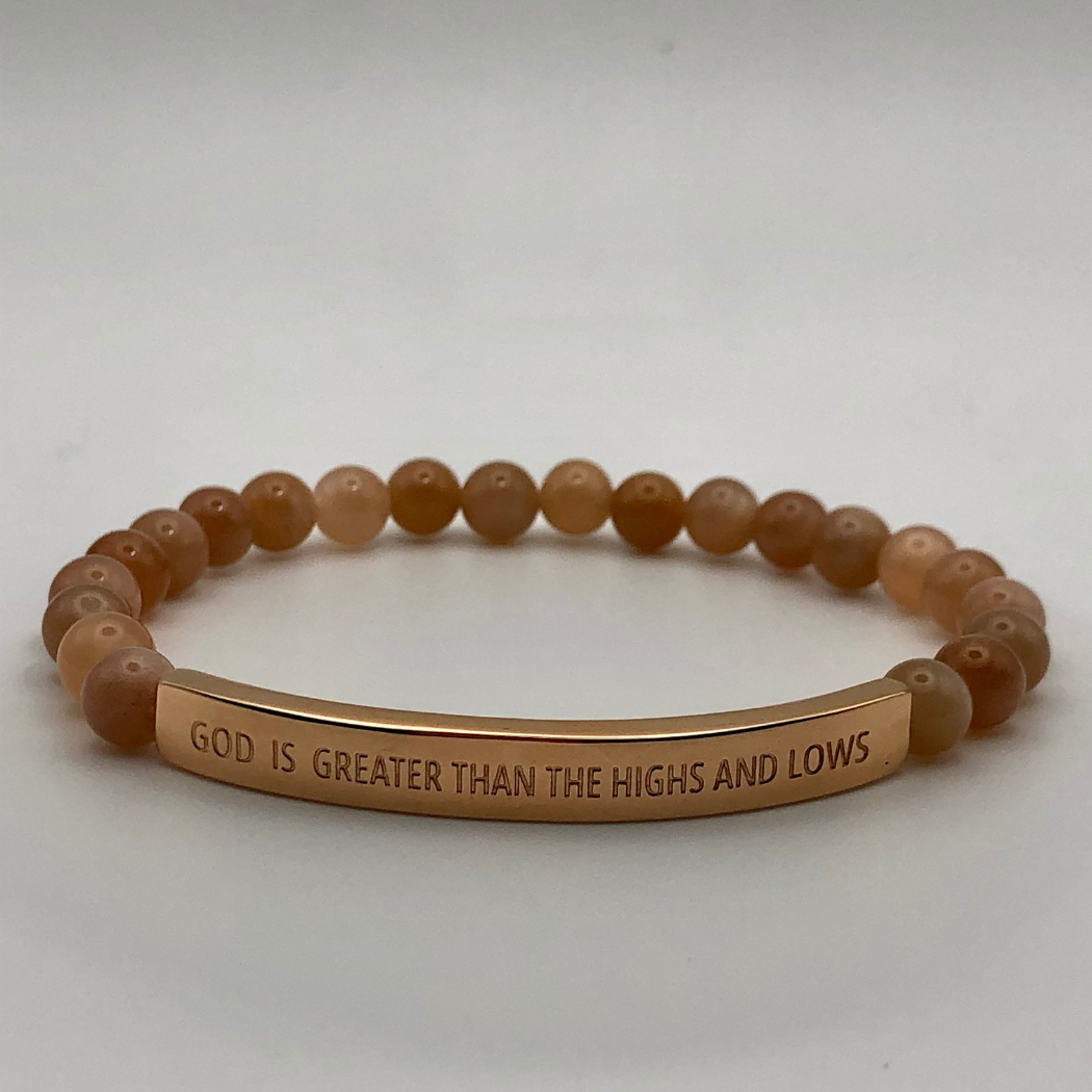 Special gemstone wrist accessory with empowering inscription