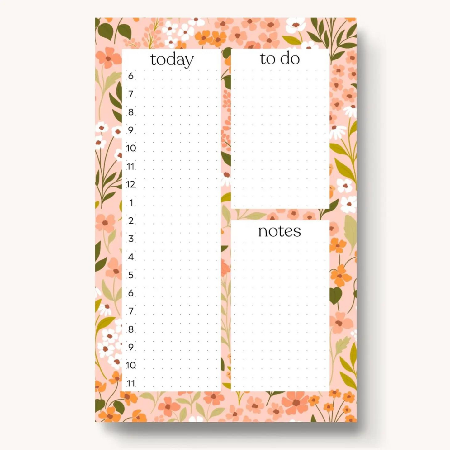 A vibrant, cute daily planner note pad with colorful patterns.