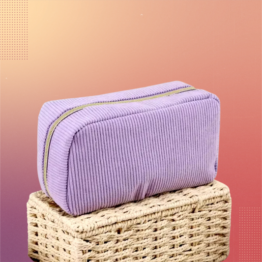 Corduroy Striped Make Up Bag